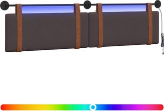 vidaXL Cabecero Colgante Con Luz Led Marr&oacute;n Oscuro Pu Antiguo Vidaxl
