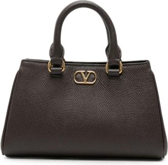 Valentino Garavani VLogo Signature Grained Leren Shopper - Dames - Handtassen - Bruin - ONE Size - Leer - Tassen