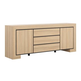 Petits Meubles Aparador 2 puertas 3 cajones paneles laminados madera y negro