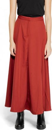 Vero Moda Rode Effen Rok met Ritssluiting - Dames - Maxi Rokken - Rood - XS - Polyester - Rokken