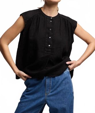 Velvet Bec Linen Top In Black