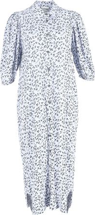 Ganni Ganni Printed Crepe Midi Shirt Dress in Light Blue Viscose