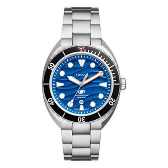 Fossil Accessoires, Heren, Blauw, ONE Size, Breaker Drie-Handen Datumhorloge