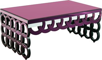 Premier Housewares Interiors by Premier Wooden Coffee Table, Mirrored Glass Top Wooden Coffee Table, Large Modern Coffee Table For Living Room