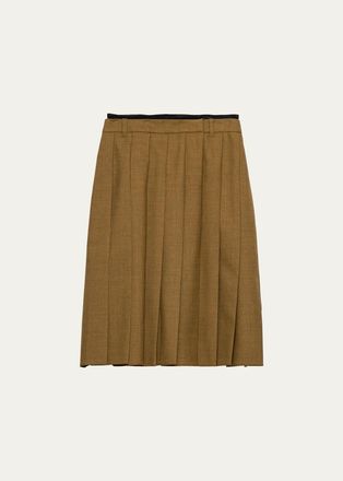 Prada Pleated Wool Midi Skirt