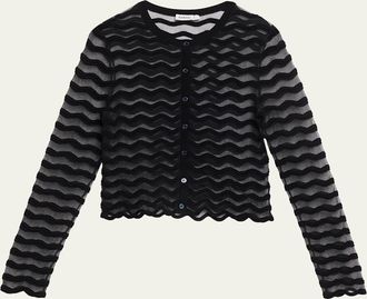 SIMKHAI Maxime Sheer Wavy Knit Cardigan