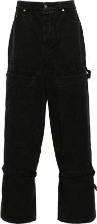 Off-white strap-detailing canvas carpenter trousers - men - Cotton/Cotton - 37 - Black