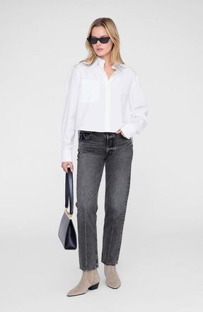 Anine Bing Essie Cropped Shirt in White at Nordstrom, Size Medium