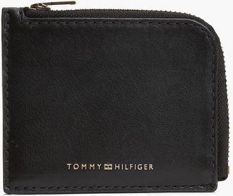 Tommy Hilfiger Mens Pebbled Leather Zip Wallet - Black