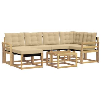 vidaXL Conjunto De Sof&aacute;s De Exterior Con Coj&iacute;n 7 Pcs Y Beige Vidaxl