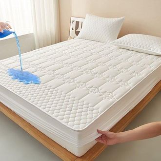 OEM Funda Colch&oacute;n + 2 Almohada, Tpu Impermeable Transpirable, Colchones 28 Cm Grosor, Pasta Jud&iacute;as Rojas Diamante, 200200 Cm + Almohada 4874 Cm
