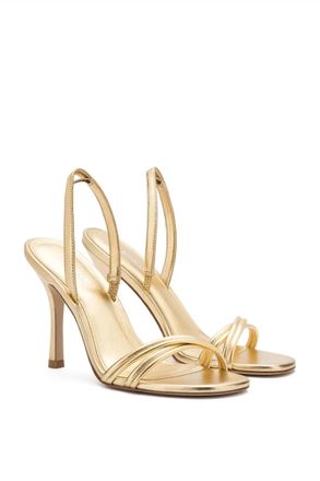 Larroude Womens Annie Sandal In Gold Metallic Leather