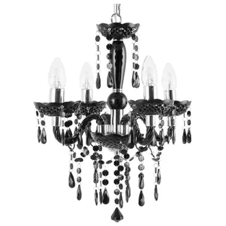Beliani L&aacute;mpara Ara&ntilde;a De Luces De 4 Brazos De Metal Negro Con Cristales En Estilo Glamour Kalang