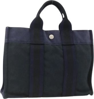 Herm&egrave;s Pre-owned Vintage Canvas Tote - Dames - Vintage Shopper - Blauw - ONE Size - Leer - Vintage