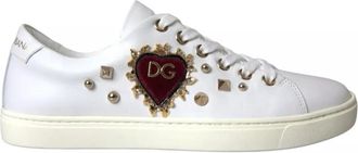 Dolce & Gabbana Witte Portofino Sacred Heart Sneakers Dames Schoenen - Dames - Sneakers - Wit - 36 1/2 EU - Leer - Schoenen