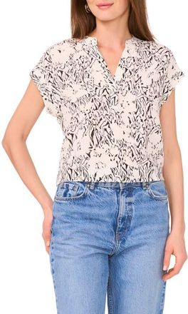 Vince Camuto Abstract Print Short Sleeve Top in New Ivory at Nordstrom, Size Medium