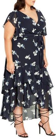 City Chic Demure Floral Faux Wrap High-Low Dress at Nordstrom Rack, Size Xl/22W