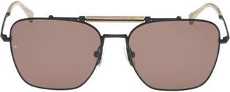 Rag & Bone 56mm Navigator Sunglasses in Black /Bone Horn /Brown at Nordstrom