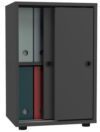 ebuy24 Armario De Oficina Vcm Con 2 Compartimentos Armario De Archivo Moderno Con Puertas Correderas Dimensiones Aprox. Al. 74 X An. 49 X T. 38 Cm - Ulas 2 C