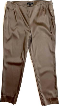 Lafayette 148 New York Womens Stretch Satin Pants In Brown