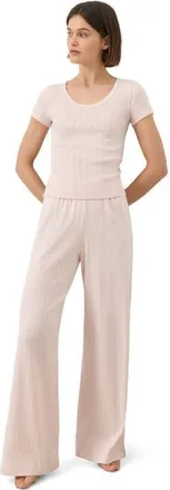 Pact Organic Cotton Pointelle Wide Leg Pant in Soft Pink at Nordstrom, Size Xx-Large