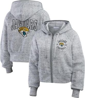 WEAR by Erin Andrews Womens WEAR by Erin Andrews Heather Gray Jacksonville Jaguars Speckled Fleece Cropped Full-Zip Hoodie at Nordstrom, Size Xx-Large
