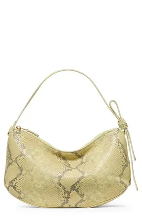 Kate Spade New York loop snakeskin-embossed leather shoulder bag in Pale Citron at Nordstrom