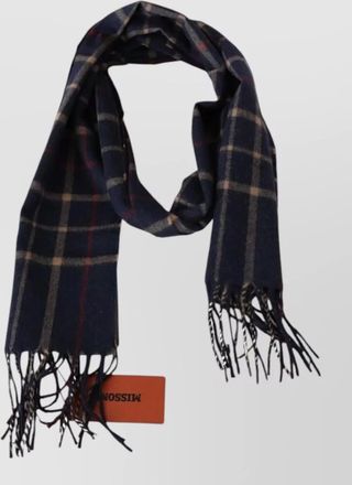 Missoni camel hair checked fringed scarf
