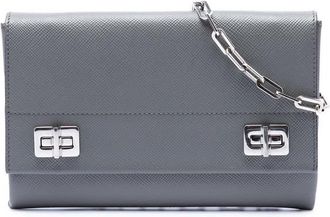 Prada Pre-owned Prada Saffiano Cuir Twist Lock Chain Flap Crossbody Ladies XQ1PS6AHXP1MY1GT