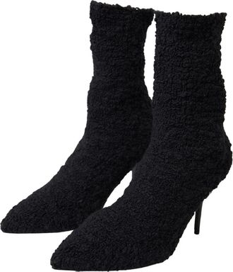 Dolce & Gabbana Black Stiletto Heels Mid Calf Womens Boots