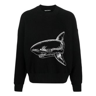 Palm Angels Split Shark Crew Black White PMBA026S23FLE0061003