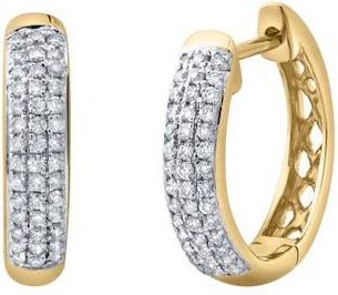 LuvMyJewelry Halo Loop 0.25 Ct 14K Gold Diamond Huggies in 14K Yellow Gold at Nordstrom
