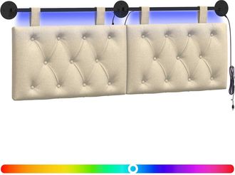 vidaXL Cabecero Colgante Con Luz Led Crema Tela Vidaxl
