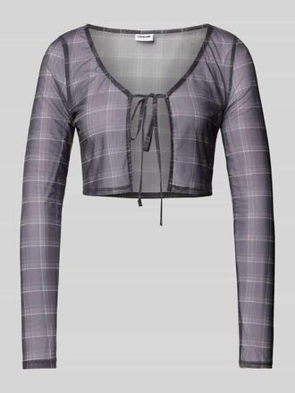 Noisy May Cropped Bluse mit Schn&uuml;rung Modell LESLEY in Anthrazit, Gr&ouml;&szlig;e XL