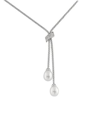 Splendid Pearls Rhodium Over Silver 7-8Mm Pearl Pendant