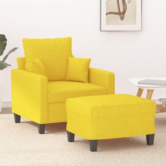 vidaXL Sill&oacute;n Con Taburete Tela Amarillo Claro 60 Cm Vidaxl