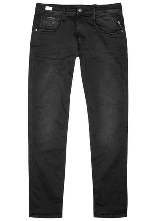 Replay Anbass Hyperflex Clouds Slim-leg Jeans - Dark Grey - W38/L32