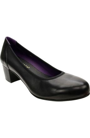 David Tate Womens David Tate Simona Pumps Black Leather Slip On Block Heel HAWK3013