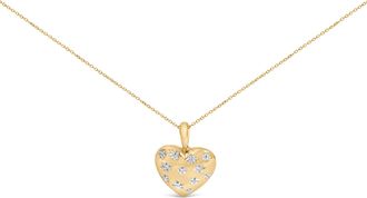 House of Brilliance Gold Vermeil 1/10 Cttw Diamond Bold Heart Pendant Necklace