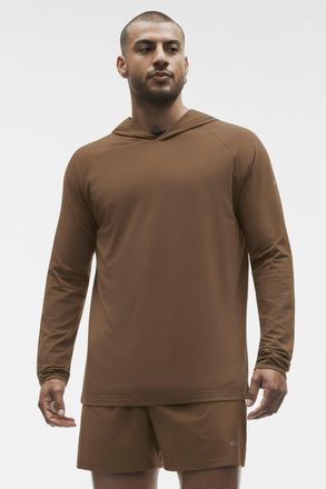 Alo Vapor Long Sleeve Hoodie in Java Brown, Size: Medium