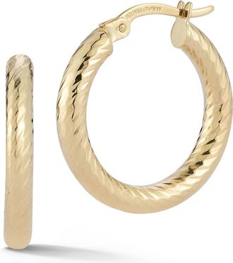 Ember Fine Jewelry 14K Gold Large Diamond-Cut Round Tube Hoops