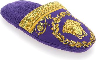 Versace Unisex Slippers I Heart Baroque Violet Flat Shoes