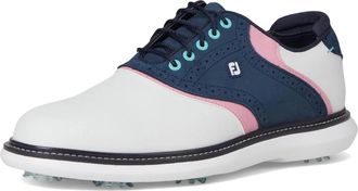 FootJoy Mens FootJoy New Wave Traditions 57959 White Blue Pink Spiked Golf Shoes TF8156