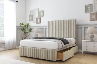 Sloomy Madison Plush Divan Set 2 Drawers-54 Headboard-Footboard in Cream | Size: Small Double