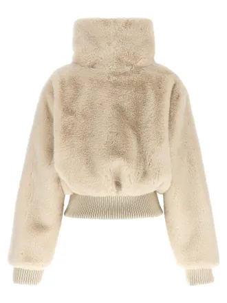 Pinko Fur-Effect Cropped Jacket - Beige