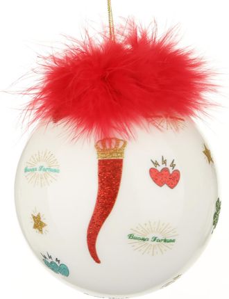 KASANOVA Pallina Natale cornetto rosso 10 cm Good Luck