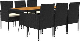 vidaXL Juego De Comedor De Jard&iacute;n 7 Piezas Rat&aacute;n Sint&eacute;tico Negro Vidaxl