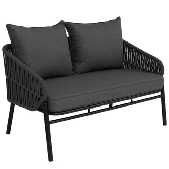 Hhg [nunca Usado] Banco De Jard&iacute;n De Aluminio Hhg-220, Sof&aacute; De Jard&iacute;n, Banco De Exterior, Tejido De Cuerda Trenzada/textil (180 G/m&sup2;), Antracita