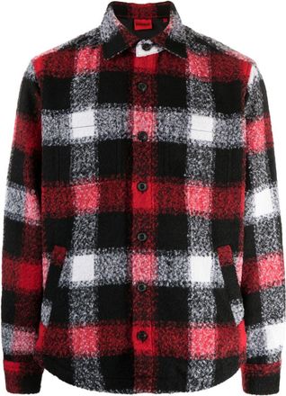 HUGO BOSS check-pattern buttoned jacket - men - Polyester/Acrylic/Polyester/Wool/Polyamide/Viscose - L - Multicolour