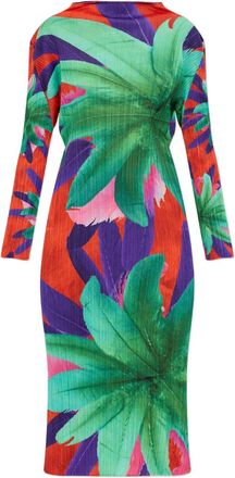 Pleats Please Issey Miyake Carnival geplooide midi-jurk met bloemenprint - Rood